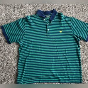 Men’s Masters Collection Striped Green and Blue Polo Shirt